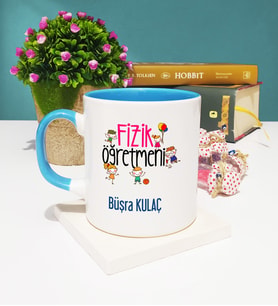 Fizik Öğretmeni Tasarımlı Kişiye Özel Hediye Fizik Öğretmeni Kupa Bardak Mavi