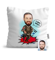 BK Gift Kişiye Özel Bedelli Asker Karikatür  Yastık  1