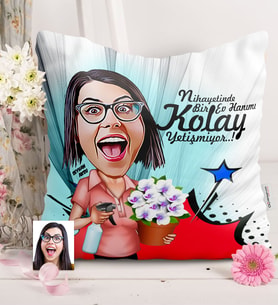 BK Gift Kişiye Özel Ev Hanımı Karikatürlü  Yastık  2