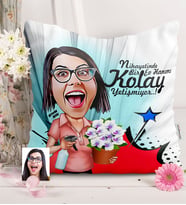 BK Gift Kişiye Özel Ev Hanımı Karikatürlü  Yastık  2