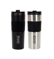 İsme Özel French Press Çelik Termos 450 ML - İsim ve Tarihli (Siyah)