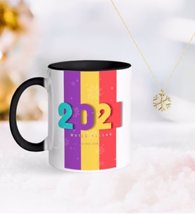 BK Gift Kişiye Özel 2024 Mutlu Yıllar Siyah Kupa ve Kar Tanesi Kolye-8 (Model 1)