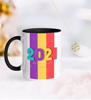 BK Gift Kişiye Özel 2024 Mutlu Yıllar Siyah Kupa ve Kar Tanesi Kolye-8 (Model 1)