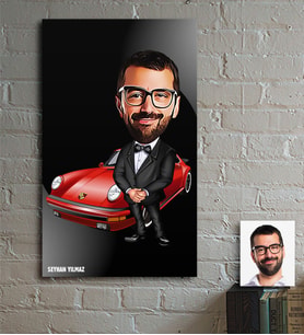 BK Gift Kişiye Özel Bay Patron Karikatür Ahşap Tablo - 1