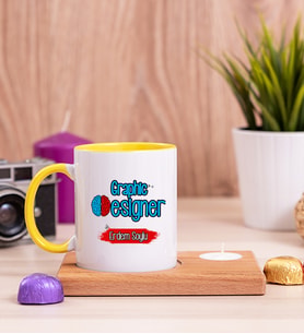 Grafiker Ahşap Altlıklı Mumlu Sarı Kupa Bardak