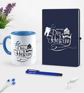 BK Gift Kişiye Özel Diş Hekimi Temalı Lacivert Defter Kalem Kupa Seti - 2 (Model 1)