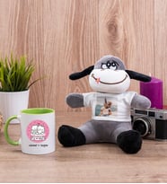 Aşık Çiftlere Özel Yeşil Kupa Bardak ve Peluş Eşek