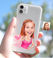 BK Gift Kişiye Özel Bayan Karikatürlü iPhone 11 İnce Şeffaf Silikon Telefon Kapağı-49 (Beyaz)