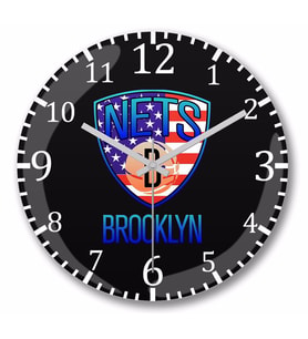 Brooklyn City Basketboll Duvar Saati Bombeli Gercek Cam