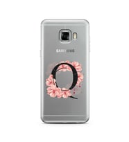 Pembe Çiçekli Harf Tasarım Süper Şeffaf Silikon Telefon Kılıfı Samsung C5   Q-Ha