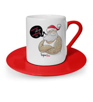 BK Gift Kişiye Özel Noel Baba Mutlu Yıllar Kırmızı Türk Kahvesi Fincanı  5