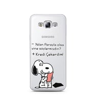 Snoopy Tasarımlı Süper Şeffaf Silikon Telefon Kılıfı Samsung E7