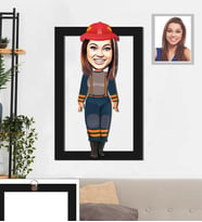 Kişiye Özel İtfaiyeci Karikatürlü 3D Ahşap Tablo 30x47 Bayan-1