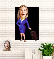 Kişiye Özel Yılın Hostesi Karikatür Ahşap Tablo