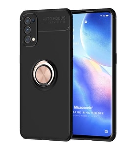 Microsonic Oppo Reno 5 Pro 5G Kılıf Kickstand Ring Holder Siyah Rose