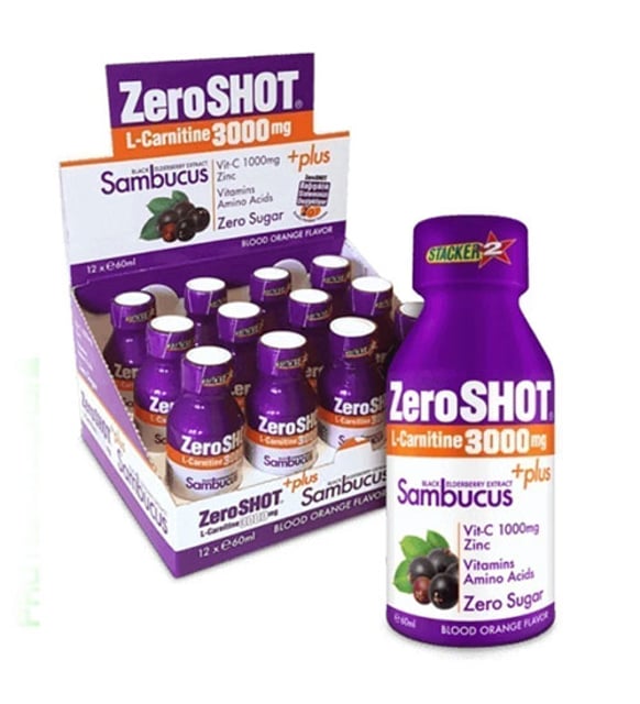 l carnitine zero shot Zero Shot L-Carnitine 3000mg Plus Sambucus 12 Ampul