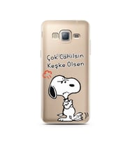 Snoopy Tasarımlı Süper Şeffaf Silikon Telefon Kılıfı Samsung J3 (2016)