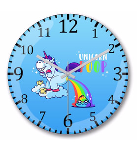 Unicorn   Duvar Saati   Bombeli Gercek Cam