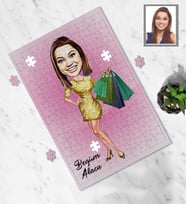 Kişiye Özel Bayan Karikatürlü A4 99 Parça Puzzle Model-6