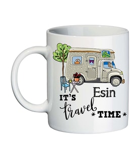 Motokaravan Temalı Karavancıya Hediye İsimli Kupa Bardak (Beyaz)