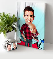 BK Gift Kişiye Özel Baba Oğul Karikatür Kanvas Tablo 30x50cm  3