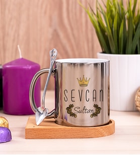 Evimizin SultanI Ahşap Altlıklı Silver Kupa Bardak