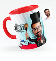 BK Gift Kişiye Özel Bay Chef Karikatürlü Kırmızı Kupa Bardak  1