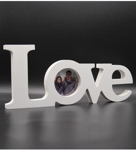 Love Yazılı Ahşap Beyaz Çerçeve
