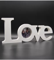 Love Yazılı Ahşap Beyaz Çerçeve