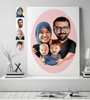 BK Gift Kişiye Özel Aile Karikatürlü Kanvas Tablo (50x70cm.) 4