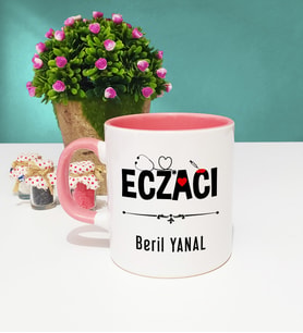 Eczacı Tasarımlı Kişiye Özel Eczacı Kupa Bardak Pembe