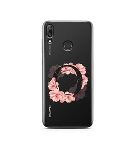 Pembe Çiçekli Harf Tasarım Süper Şeffaf Silikon Telefon Kılıfı Huawei Y7 2019 O-