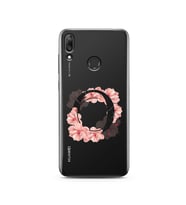 Pembe Çiçekli Harf Tasarım Süper Şeffaf Silikon Telefon Kılıfı Huawei Y7 2019 O-