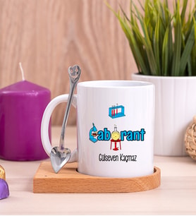 Laborant Ahşap Altlıklı Beyaz Kupa Bardak