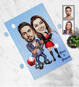 Kişiye Özel Sevgili Karikatürlü A4 99 Parça Puzzle Model 5