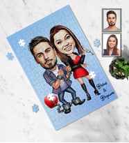 Kişiye Özel Sevgili Karikatürlü A4 99 Parça Puzzle Model 5
