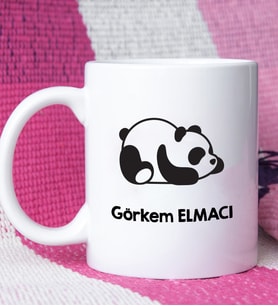 Uykucu Panda Tasarımlı Kişiye Özel Panda Kupa Bardak