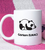 Uykucu Panda Tasarımlı Kişiye Özel Panda Kupa Bardak