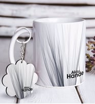 BK Gift Kişiye Özel İsimli Beyaz Kupa ve Anahtarlık Hediye Seti-56 (Model 1)