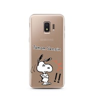 Snoopy Tasarımlı Süper Şeffaf Silikon Telefon Kılıfı Samsung J2 Core