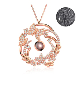 Çiçek Bahçesi 100 Dilde Seni Seviyorum Rose Gümüş Kolye