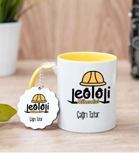 Jeoloji Mühendisi Sarı Kupa Bardak Ve Anahtarlık Set