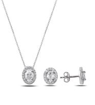 Kadın Zirkon Taşlı Oval Tasarım 925 Ayar Gümüş Set