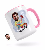 BK Gift Kişiye Özel Erkek Mangalcı Karikatürlü Pembe Kupa Bardak-1