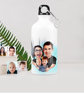BK Gift Kişiye Özel Aile Karikatürlü Metal Suluk 500 Ml 4