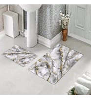 Banyo Halısı Ikili Klozet Takımı Kaymaz Tabanlı (60 xm x 100 cm + 40 cm x 60 cm)  (Gri)