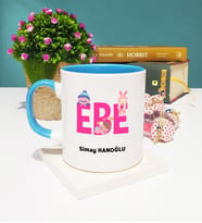 Ebe Tasarımlı Kişiye Özel Ebe Kupa Bardak Mavi