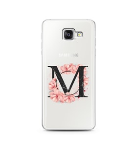 Pembe Çiçekli Harf Tasarım Süper Şeffaf Silikon Telefon Kılıfı Samsung A5 (2016)