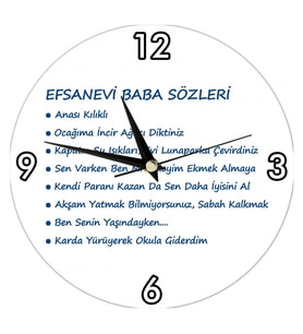 Kişiye Özel Efsanevi Baba Sözleri Duvar Saati