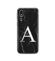 Samsung A2 Core Siyah Mermer Harf Tasarımlı Telefon Kılıfı A-Harfi 